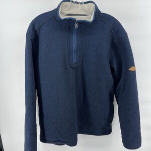 Orvis Sweater Mens Large‎ Blue Classic Collection 1/4 Zip  Lined Fleece Winter